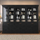 Vyre 71" Tall Farmhouse Bookshelves with Glass Doors, Set of 4 – Large Modular Bookcase with Adjustable Shelves, Storage Cabinet for Living Room, Kitchen, Home Office, Black by CozyNest Decor
