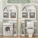 Over The Toilet Storage Cabinet, 31''W Arched Space-Saving Bathroom Organizer with Adjustable Shelf and Acrylic Doors, Freestanding Over Toilet Cabinet for Bathroom, Laundry, Restroom (White) by CozyNest Decor