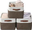DECOMOMO Storage Baskets for Shelves - Fabric Closet Organizers and Storage Bins, Perfect Baskets for Organizing Closet Toys Nursery (Brown and White, XL - 3 Pack) by CozyNest Decor