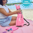 Bright Starts Pop 'N Sit Portable Booster, Indoor/Outdoor Use, Floor Seat with Feeding Tray, Pink, 6 Mos - 3 Yrs by TinyTreasures Baby Boutique