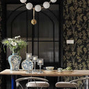 Dimoon 393"x17.3" Floral Wallpaper Peel and Stick Flowers Golden Black Contact Paper Thicken Waterproof Modern Self Adhesive Plants Wallpaper Removable Wall Paper Shelf Vinyl Roll by GreenHaven Gardens