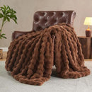 Lotus Karen Faux Fur Throw Blanket Dark Coffee - Big Bubble Rabbit Fluff Blanket for Couch Bed Sofa,Softest Fluffy Fuzzy Cozy Blanket,Thick Furry Plush Shaggy Warm Blankets for Women,108x90 Inches by CozyNest Decor