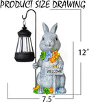 Rabbit Solar Lights Lantern Garden Statues with Succulent and 4 LED Lights - Outdoor Bunny Welcome Figurines Decorations for Patio Yard Lawn Ornaments Gifts for Birthday Easter Housewarming by CozyNest Decor