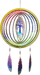 VP Home Tree of Life Dreamcatcher with Feathers Kinetic Wind Spinners - Native American Garden Decor - Sculpture Spinner for Yard and Garden Outdoor - Metal Large Hanging Dreamcatcher - 10"W x 16.5"H by GreenHaven Gardens