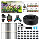 Drip Irrigation Kit - 100 FT. Hose Sprinkler System with 360° nozzles and T-connectors for Gardens, lawns, Plants, Flower beds, Trees, patios and hydroponics (Closeable nozzle-28) by GreenHaven Gardens