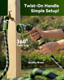 RAINPOINT 75 Foot Garden Hose - No-kink 304 Metal Garden with 10 mode Nozzle - Brass Connection, Swivel Handle, Flexible Hose,Lightweight, Puncture by GreenHaven Gardens