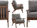Wahson Mid Century Arm Chair and Ottoman Set, Upholstered Accent Armchair with Wood Frame and Canvas Cushions, Leisure Slipper Chair for Living Room/Bedroom, Grey by CozyNest Decor