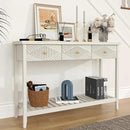 47" Fluted Console Table with 3 Drawers, Narrow Long Entryway Table with Storage Shelf, Sofa Tables for Entryway, Living Room, Behind Couch, Foyer, Hallway, Office (Beige) by CozyNest Decor