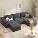 Modular Sectional Sofa with L-Shape Chaise,Cloud Sectional Modern Sleeper Couch with Deep Seat,Sponge Compression Sofas No Assembly Required (Dark Gray-Corduroy Fabric) 1pcs by CozyNest Decor