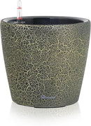 Dexceder 11x10 Inches Self Watering Planter Indoor Outdoor, Inner Pot Design, Thickened Table Flower Plant Pot with Water Level Indicator (Black Gold Crackle) by GreenHaven Gardens