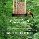 Metal Bird Feeder for Outdoors Hanging,3.0LB Seed Feeder,Easy to Fill & Clean,360° Feeding,Weatherproof Roof for Gardens and Wild Birds,Brown by CozyNest Decor