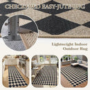 Lahome Checkered Outdoor Runner Rug, 2x8 Kitchen Runner Rugs for Non Skid Washable Entryway Carpet, Checkerboard Non Slip Non Shedding Carpet for Bedroom by CozyNest Decor