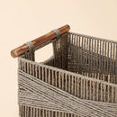 LA JOLIE MUSE Wicker Storage Baskets for Organizing, Recyclable Paper Rope Basket with Wood Handles, Decorative Hand Woven Basket Organizers for Makeup Books Shelves Living Room, Grey, Set of 2 by GreenHaven Gardens