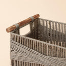 LA JOLIE MUSE Wicker Storage Baskets for Organizing, Recyclable Paper Rope Basket with Wood Handles, Decorative Hand Woven Basket Organizers for Makeup Books Shelves Living Room, Grey, Set of 2 by TinyTreasures Baby Boutique