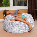 Posh Creations Bean Bag Chair for Kids, Teens, and Adults Includes Removable and Machine Washable Cover, Canvas Coloring Fabric - Fun Creatures, 38in - Large by TinyTreasures Baby Boutique