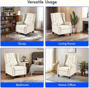 Softa Recliner Chair for Adults, Mid Century Wingback Pushback Accent Chair with Rivet Decoration, Tufted Upholstered Single Sofa Armchair for Living Room, Bedroom, Study (Fabric, Cream) by CozyNest Decor