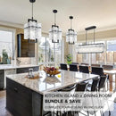 IKK Black Crystal Pendant Light for Kitchen Island, Luxury Water Ripple Glass Chandelier Lights Fixture, Modern Elegant Adjustable Pendant Lighting for Dining Room Bedroom, E12 Bulb, L6.5'' x H11.8'' by CozyNest Decor