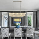Rectangular Crystal Chandeliers for Dining Room,10 Lights Adjustable Height Oval Crystal Ceiling Light Fixture for Kitchen Island, Chrome Finish, L36'' by CozyNest Decor
