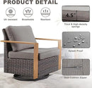 Outdoor Wicker Patio Furniture Set - 6 Piece Patio Conversation Set with 2 Wicker Swivel Rocker Chairs,2 Rattan Ottoman,1 Side Table and 1 Couch,Thick Cushions,Deep Seating(Brown/Grey) by CozyNest Decor