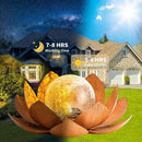 Solar Light Outdoor(2Pack), Art Crackle Globe Glass Lotus Decoration, Solar LED Waterproof Metal Flower Lights for Patio,Lawn,Walkway,Tabletop by CozyNest Decor