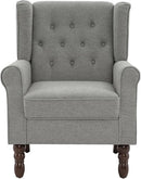 UIXE High Back Accent Chairs Set of 2, Upholstered Armchair in Fabric, Retro Wingback Arm Chair for Living Room, Comfy Single Sofa Bedroom Reading Seat with Solid Wood Legs - Light Gray by CozyNest Decor