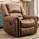 CANMOV Leather Recliner Chair, Classic and Traditional Manual Recliner Chair with Comfortable Arms and Back Single Sofa for Living Room, Nut Brown by CozyNest Decor
