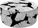 LVTXIII Inflatable Stool Ottoman Footrest with Handle, Indoor or Outdoor Foot Rest for Home Patio Garden and Camping, D21 x H9, Black Lush Leaf Jungle by CozyNest Decor