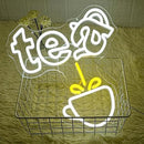 Tea Neon Sign Teapot LED Neon Light White Tea Bar Neon Sign Decor Hanging for Coffee Station, Teahouse, Restaurants, Home, Farmhouse, Kitchen Decoration by CozyNest Decor