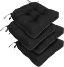 RACE LEAF Patio Chair Cushions 19x19 Inch 4 Pack, Thickened Outdoor Cushions Water Resistant Stain Resistant Non-Slip Ties (Black) by GreenHaven Gardens