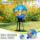 VOREEN 10-Inch Glass Gazing Ball, Outdoor Gazing Globe, Reflective Ball Yard Decoration for Homes, Patio, Lawn and Gardens, Gift for Mom Wife Friend, Phoenix Tail Design, Blue by CozyNest Decor