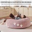 Bean Bag Chair 4Ft, Memory Foam Filled, Large Beanbag Chairs for Adults and Teens, Soft Sofa with Removable Flannel Cover, Round Couch for Living Room Bedroom College Dorm (Pink, 4FT-47×47"×24") by CozyNest Decor