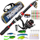 PROBEROS Kids Fishing Pole - Portable Telescopic Fishing Rod and Reel Combo Kit - Spincast Fishing Reel Casting Rods with Lures Lines Tackle Box and Bag for Boys Girls Youth Fishing by TinyTreasures Baby Boutique