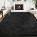 6x9 Area Rug for Living Room: Fluffy Shag Soft Washable Rugs Large Fuzzy Plush Indoor Carpet for Bedroom Nursery Playroom Kids Girls Boys Room (Black, 6'x9') by TinyTreasures Baby Boutique
