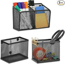 Neudeco Locker Shelf Organizer, Magnetic Pencil Holder, Metal Storage Basket for Whiteboard, Refrigerator, Ideal Cabinet for School, Black (Pack 3L) by CozyNest Decor