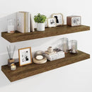 Marsmiles 39" Floating Shelves for Wall, Wooden Shelves with Invisible Brackets Set of 2, Rustic Farmhouse Wall Mounted Shelf for Kitchen Bathroom Living Room Study, Rustic Brown by CozyNest Decor