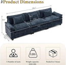 URRED Modular Sectional Sofa Comfy Cloud Couch, Modern Chenille Sofa Sleeper Deep Seat Couches with Ottoman/Pillows for Living Room (Blue, 117'') by CozyNest Decor