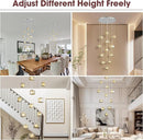 Flush Mount Chandelier,Crystal Pendant Light with 12 G9 LED Bulbs,Chandelier Hanging Flush Mount Lighting Fixtures for Spiral Staircase,Foyer,Entryway,Living Room(12 Lights,3000K) by CozyNest Decor