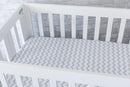 Ely's & Co. Kid's Waterproof Pack n Play Portable Mini Crib Sheet with Mattress Pad Cover Protection, White and Grey Chevron and Polka Dots (2 Pack) by TinyTreasures Baby Boutique
