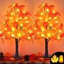 2 Pack 24 Inch Prelit Fall Maple Tree Fall Decor with 48 LEDs Timer Battery Operated Artificial Fall Light Up Tree Maple Acorn for Fall Thanksgiving Decorations Table Home Office Indoor Autumn Harvest by CozyNest Decor