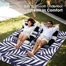 OLANLY Waterproof Outdoor Rug 8x10 ft, Reversible Outdoor Plastic Straw Rug with Leaf Pattern, RV Mat, Indoor Outdoor Carpet for Patio, Camping, Balcony, Deck, Backyard, Navy & White