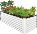 Best Choice Products 8x4x2ft Outdoor Metal Raised Garden Bed, Deep Root Planter Box for Vegetables, Flowers, Herbs, and Succulents w/ 478 Gallon Capacity - White by GreenHaven Gardens