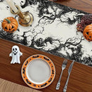 GPGHE Halloween Table Runner Black Ghost Holiday Burlap Table Decoration Indoor Outdoor Home Decor Party Supply 13 x 48 Inch by CozyNest Decor