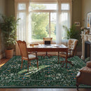 Joydeco Boho Floral 8x10 Area Rugs for Living Room, Washable Dark Green Rug Non Slip, Soft Large Low-Pile Botanical Forest Indoor Floor Throw Carpet for Bedroom Nursery Dining Office by TinyTreasures Baby Boutique