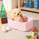 Small Storage Baskets for Organizing | Closet Organizer Bins | Shelf Toy Basket | Woven Rope Baskets | Cube Decorative Box | Shallow Basket | 11.5x7.5x4.7” | 3 Packs Pink by GreenHaven Gardens