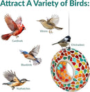 Sunnydaze 6-Inch Glass Mosaic Hanging Bird Feeder for Outdoors - Fly-Through Wild Bird Feeder - Confetti Mosaic by GreenHaven Gardens