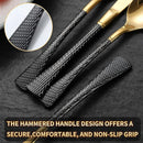 Hammered Black Gold Silverware Set for 8,Stainless Steel 40-Piece Modern Cutlery Set,Mirror Polished Heavy Duty Flatware Set Utensil Set,Knives Spoons and Forks Set,Dishwasher Safe by CozyNest Decor