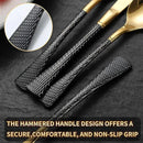 Hammered Black Gold Silverware Set,20 Piece Modern Flatware Set Service for 4,Mirror Polished Stainless Steel Cutlery Set Utensil Set Tableware Set,Kitchen Knives Fork Spoon Set,Dishwasher Safe by CozyNest Decor