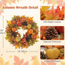 Fall Wreaths for Front Door 26'' Autumn Velvet Pumpkin Wreath with Metal Hook Large Harvest Maple Wreath Fall Decoration for Home Halloween Thanksgiving Decoration, Briful by CozyNest Decor