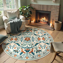 Moynesa Boho Bird Round Rug 6ft, Machine Washable Circle Area Rug for Living Room Ultra Thin Soft Large 6'x6' Bedroom Carpet for Office Kitchen Dining Room Under Table, Indoor, Easy Clean, Beige by TinyTreasures Baby Boutique