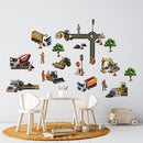 Construction Car Wall Decals for Boys by Lipastick - Road, Trucks, Tractors, Excavators Wall Stickers for Kids Bedroom, Nursery, Playroom - Peel and Stick Transport Themed Wall Decals - M Size by TinyTreasures Baby Boutique